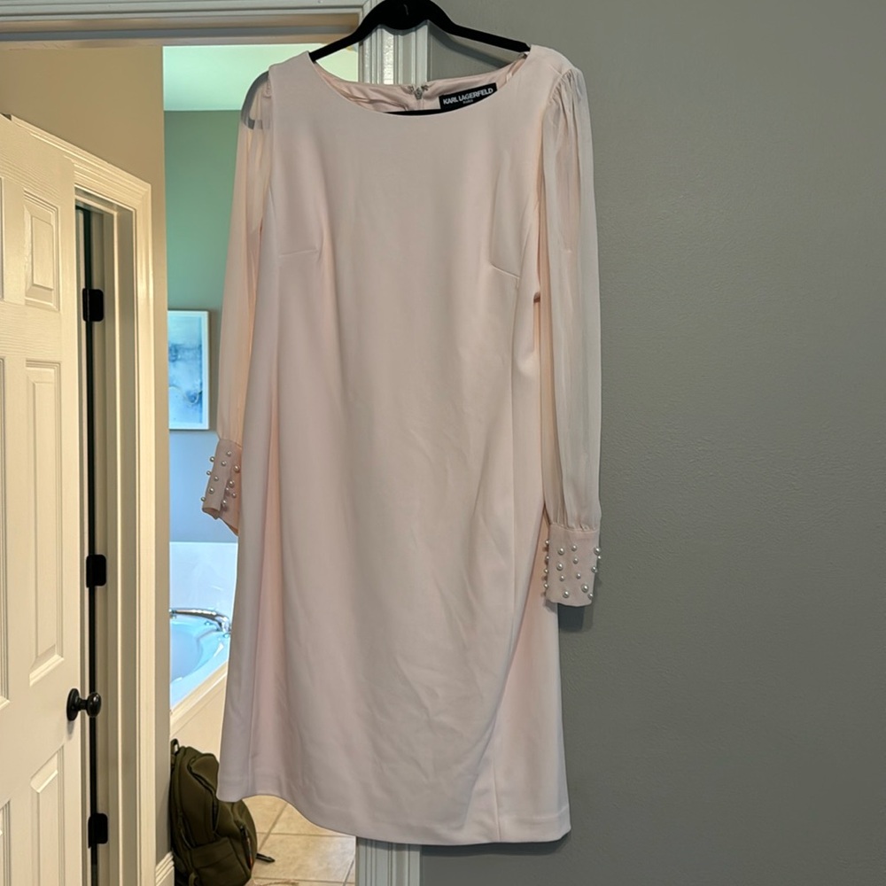 Karl Lagerfeld Paris pink shift dress.